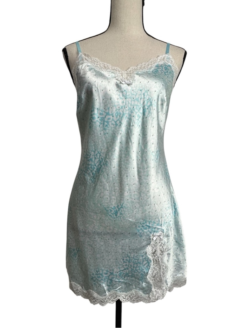 Victoria's Secret I DO Pale Blue Satin Lace-Trim Slip Bridal